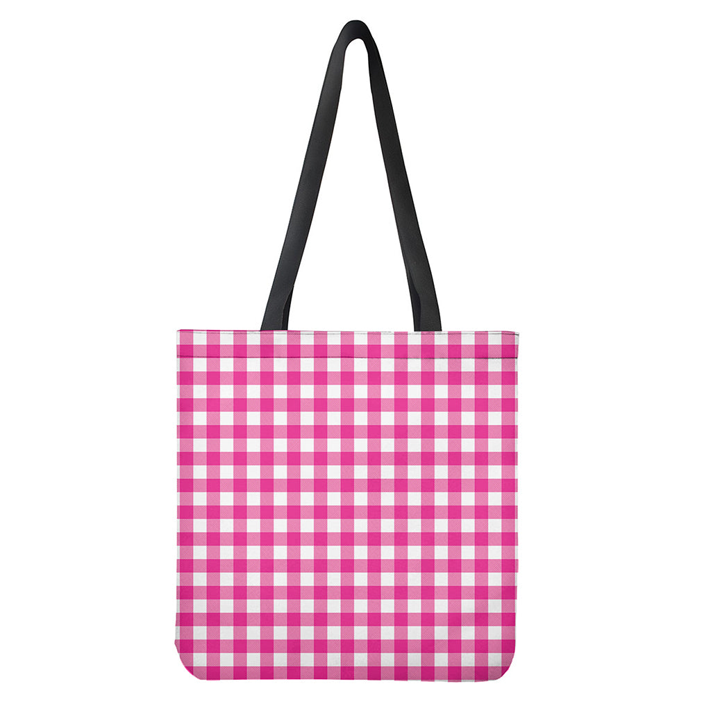 Hot Pink And White Buffalo Check Print Tote Bag