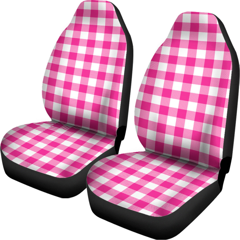 Hot Pink And White Buffalo Check Print Universal Fit Car Seat Covers