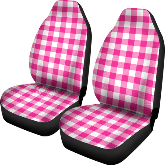 Hot Pink And White Buffalo Check Print Universal Fit Car Seat Covers