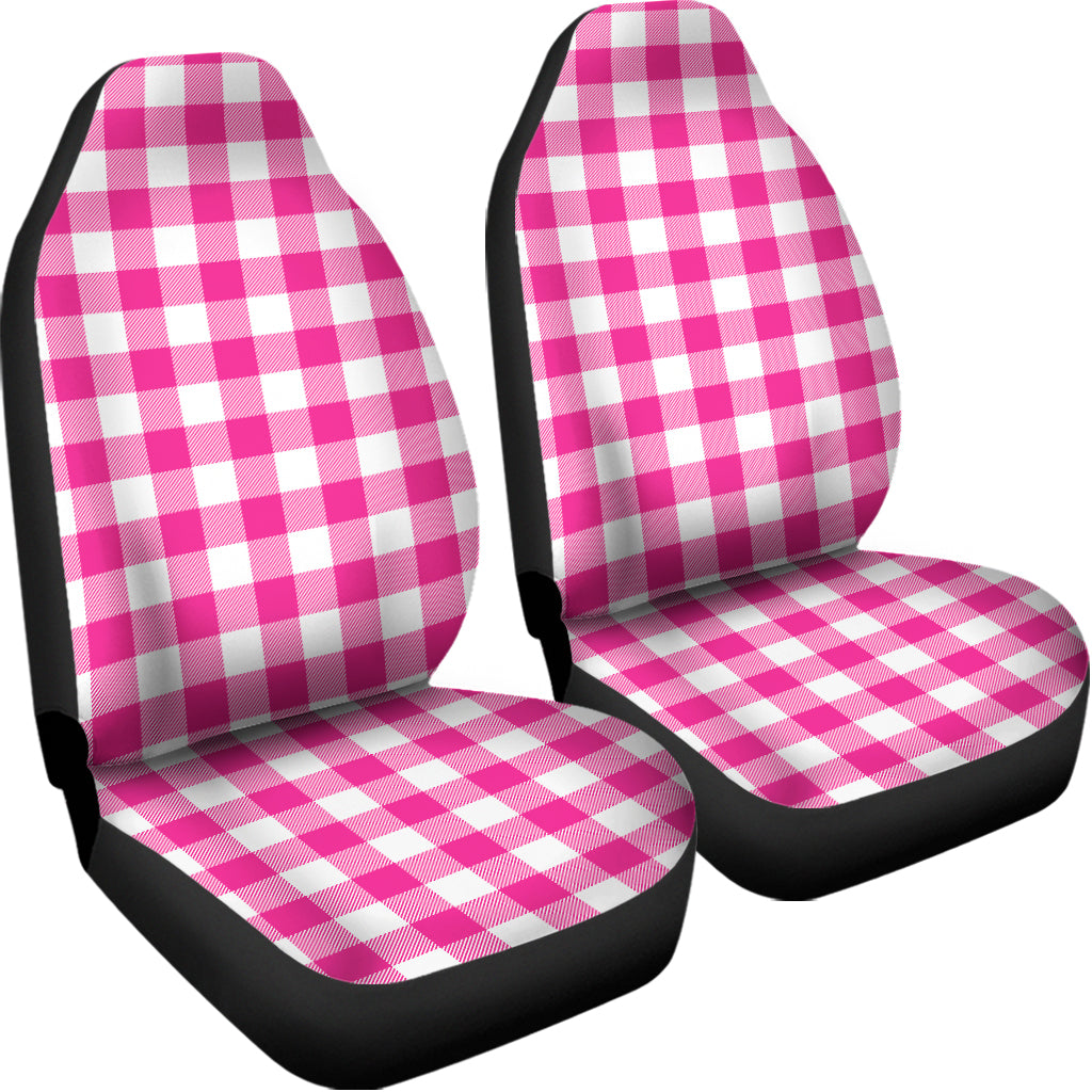 Hot Pink And White Buffalo Check Print Universal Fit Car Seat Covers