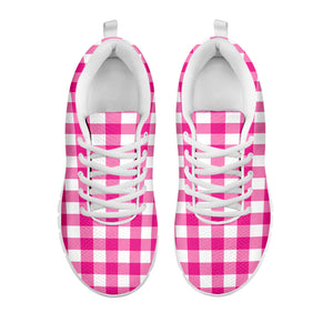 Hot Pink And White Buffalo Check Print White Sneakers