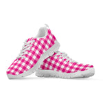 Hot Pink And White Buffalo Check Print White Sneakers