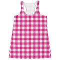Hot Pink And White Buffalo Check Print Women's Racerback Tank Top