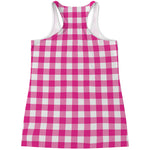 Hot Pink And White Buffalo Check Print Women's Racerback Tank Top
