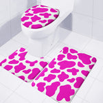 Hot Pink And White Cow Print 3 Piece Bath Mat Set