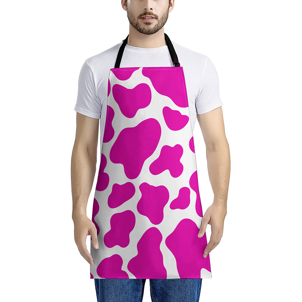 Hot Pink And White Cow Print Apron