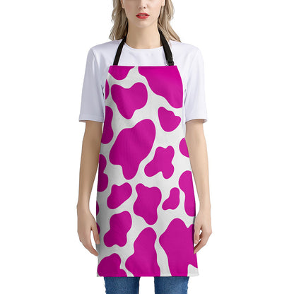 Hot Pink And White Cow Print Apron