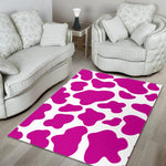 Hot Pink And White Cow Print Area Rug GearFrost