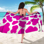 Hot Pink And White Cow Print Beach Sarong Wrap