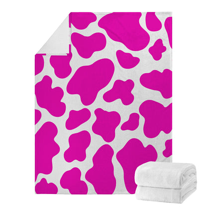 Hot Pink And White Cow Print Blanket