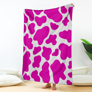 Hot Pink And White Cow Print Blanket