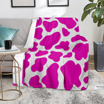 Hot Pink And White Cow Print Blanket