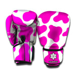 Hot Pink And White Cow Print Boxing Gloves