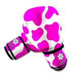 Hot Pink And White Cow Print Boxing Gloves