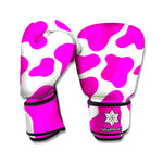 Hot Pink And White Cow Print Boxing Gloves