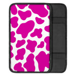 Hot Pink And White Cow Print Car Center Console Cover