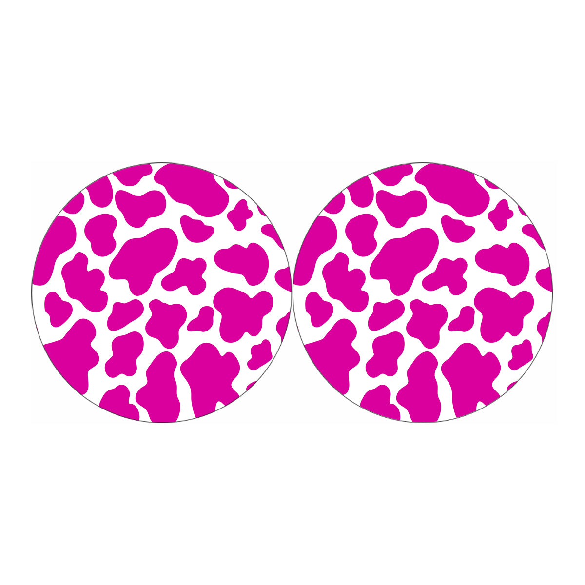 Hot Pink And White Cow Print Car Coasters