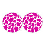 Hot Pink And White Cow Print Car Coasters
