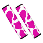 Hot Pink And White Cow Print Car Seat Belt Covers