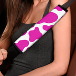 Hot Pink And White Cow Print Car Seat Belt Covers