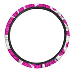 Hot Pink And White Cow Print Car Steering Wheel Cover