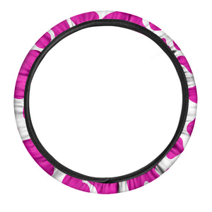 Hot Pink And White Cow Print Car Steering Wheel Cover