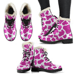 Hot Pink And White Cow Print Comfy Boots GearFrost