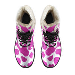 Hot Pink And White Cow Print Comfy Boots GearFrost