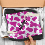 Hot Pink And White Cow Print Comfy Boots GearFrost