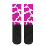 Hot Pink And White Cow Print Crew Socks