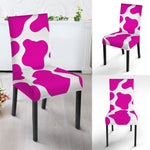 Hot Pink And White Cow Print Dining Chair Slipcover