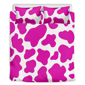 Hot Pink And White Cow Print Duvet Cover Bedding Set