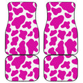 Hot Pink And White Cow Print Front and Back Car Floor Mats