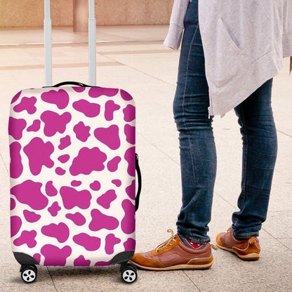 Hot Pink And White Cow Print Luggage Cover GearFrost