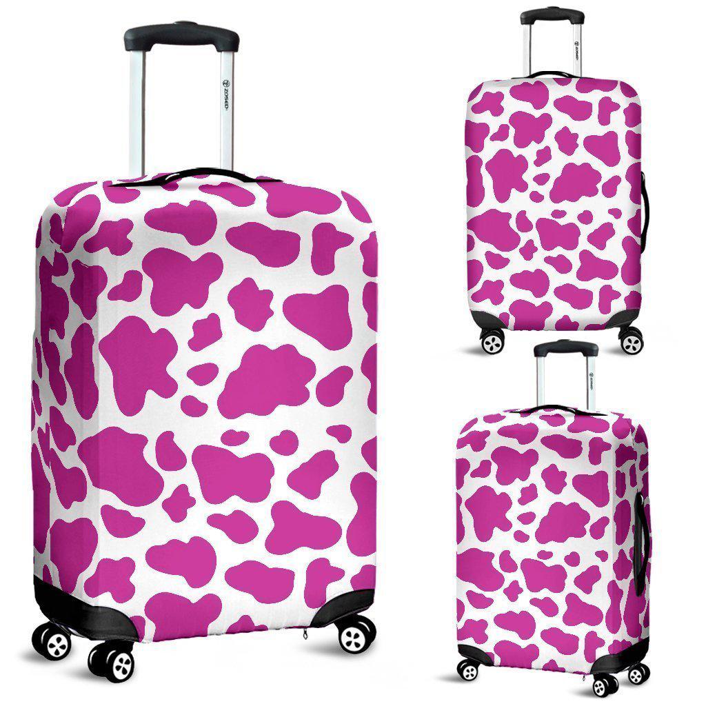 Hot Pink And White Cow Print Luggage Cover GearFrost