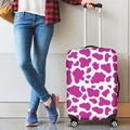 Hot Pink And White Cow Print Luggage Cover