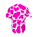 Hot Pink And White Cow Print Men's Baseball Jersey