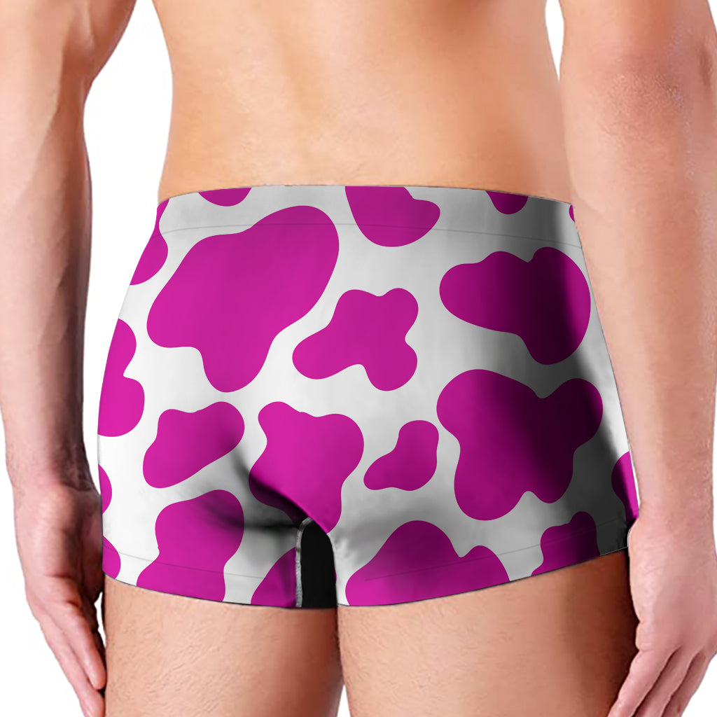Hot Pink And White Cow Print Men's Boxer Briefs