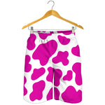Hot Pink And White Cow Print Men's Shorts