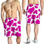 Hot Pink And White Cow Print Men's Shorts
