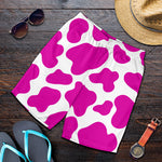 Hot Pink And White Cow Print Men's Shorts