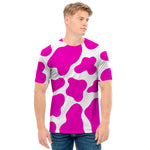 Hot Pink And White Cow Print Men's T-Shirt