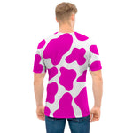 Hot Pink And White Cow Print Men's T-Shirt