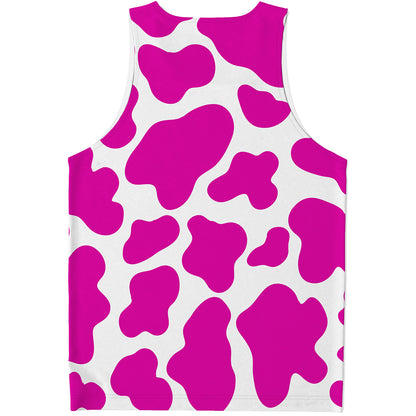 Hot Pink And White Cow Print Men's Tank Top
