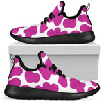 Hot Pink And White Cow Print Mesh Knit Shoes GearFrost
