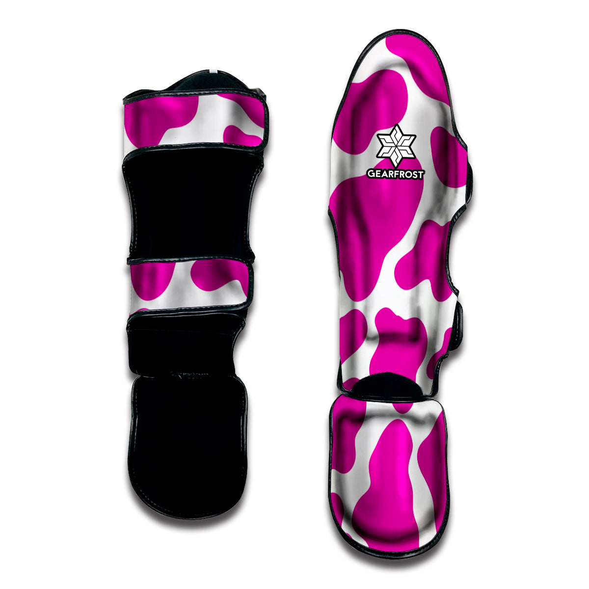 Hot Pink And White Cow Print Muay Thai Shin Guard