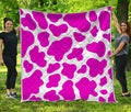 Hot Pink And White Cow Print Quilt