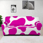 Hot Pink And White Cow Print Sofa Cover