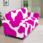 Hot Pink And White Cow Print Sofa Cover