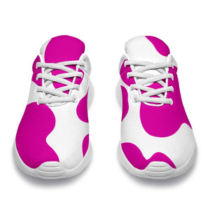 Hot Pink And White Cow Print Sport Shoes GearFrost